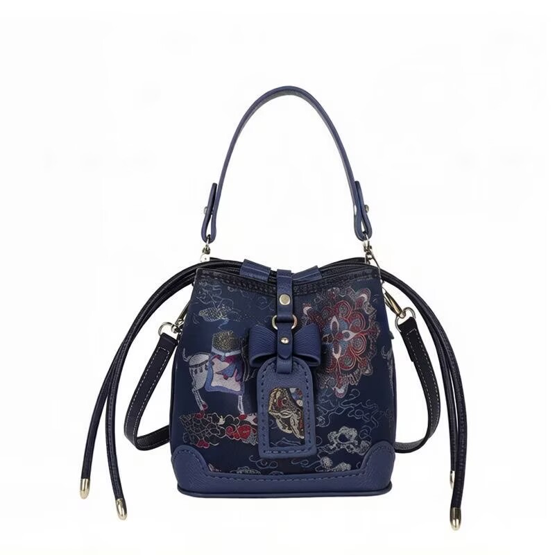 PL6005 Printed PU Mini Bucket Crossbody Bag