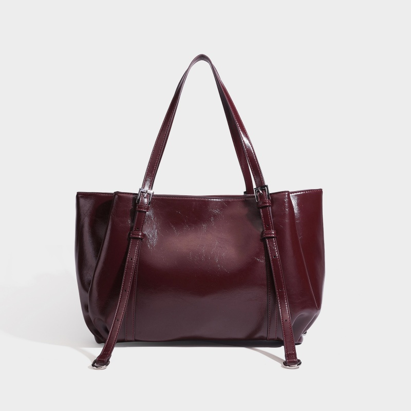 Large PU shoulder tote bag front structure.JPG